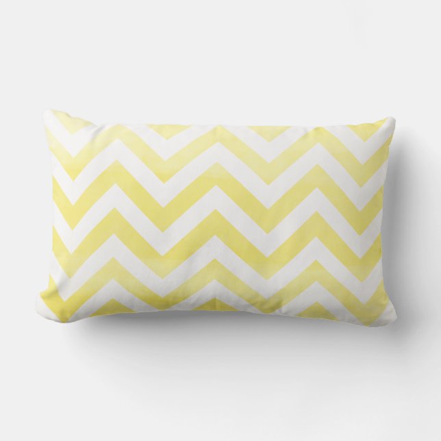 PixDezines digital watercolor chevron/citron Lumbar Pillow (Front)