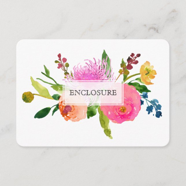 PixDezines directions mitzvah/floral watercolor Enclosure Card (Front)