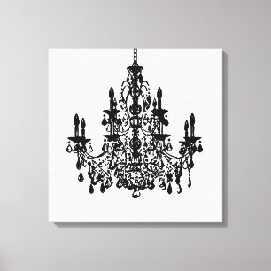 PixDezines DIY Background/Black Chandelier Canvas Print