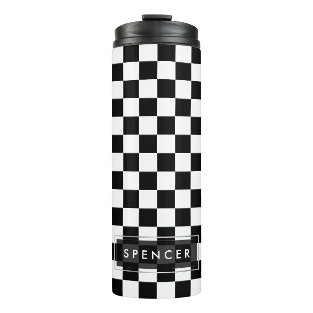 PixDezines DIY Background/Chequered Thermal Tumbler (Front)