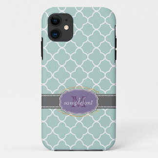 PixDezines diy background colour/quatrefoil patter iPhone 11 Case