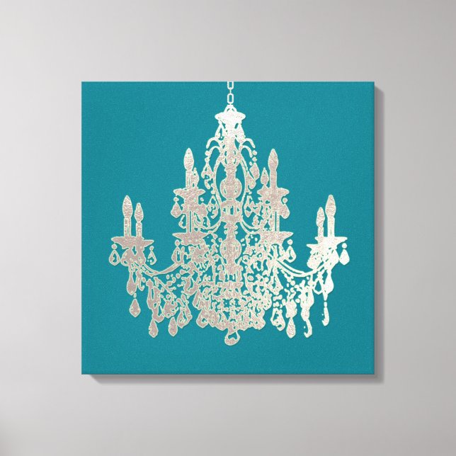 PixDezines DIY Background Colour/Silver Chandelier Canvas Print (Front)