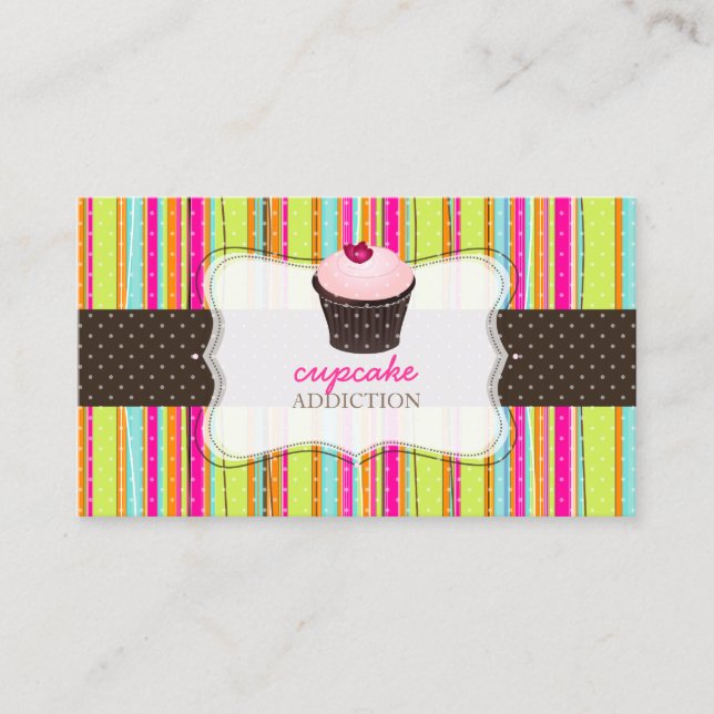 PixDezines diy background/cupcake+plaids Business Card (Front)
