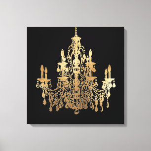 PixDezines DIY Background/Faux Gold Chandelier Canvas Print
