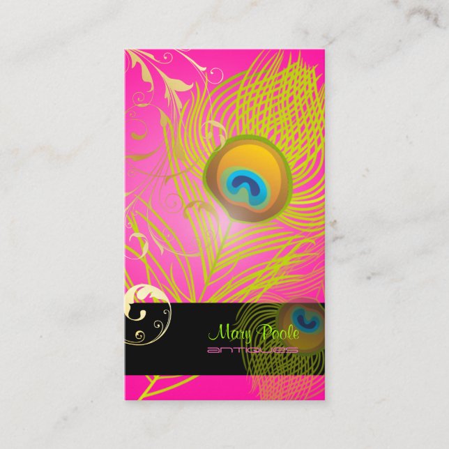 PixDezines diy background/peacock+filigree Business Card (Front)
