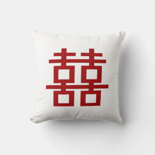 PixDezines diy background/red double happiness Throw Pillow