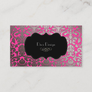 PixDezines DIY color/hot pink flora damask Business Card