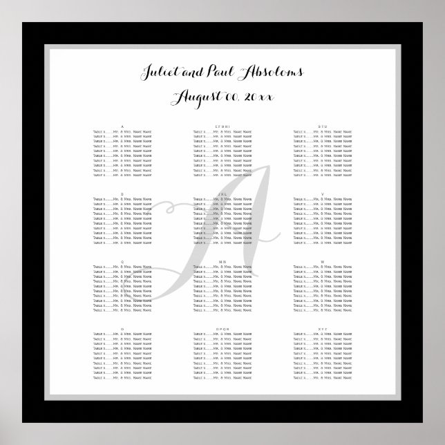 PixDezines DIY color/plain seating chart (Front)