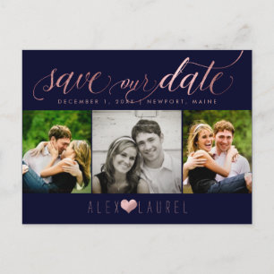 PixDezines DIY color/Save our Date/Faux Rose Gold Postcard
