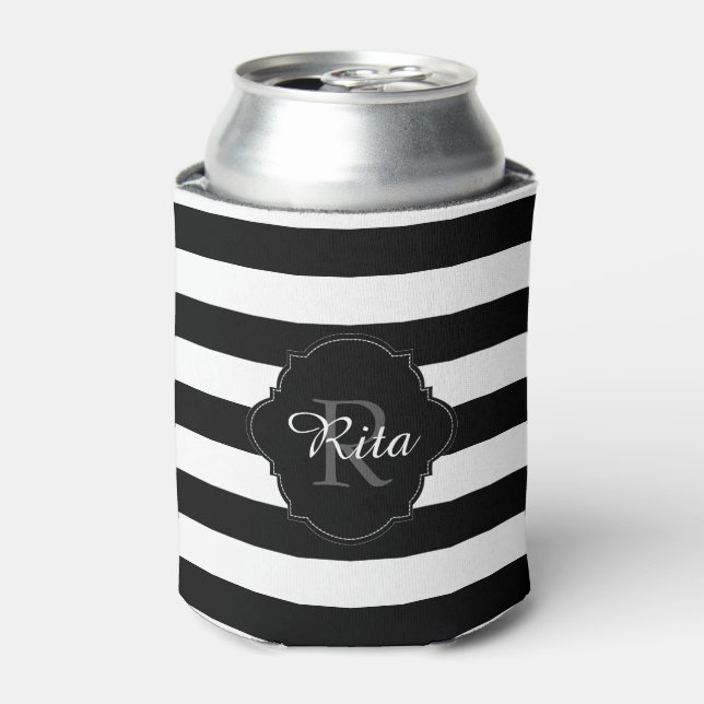 PixDezines DIY colour adjustable white stripes Can Cooler (Can Front)