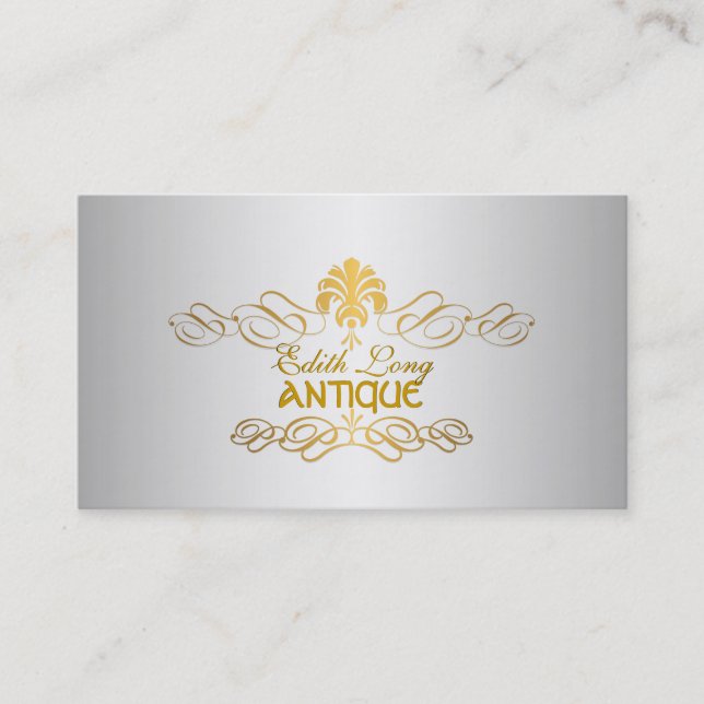 PixDezines diy colour/antique scrolls faux metal Business Card (Front)