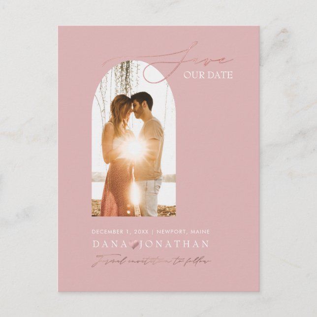 PixDezines DIY colour Arch Frame Dusty Pink Save T Postcard (Front)