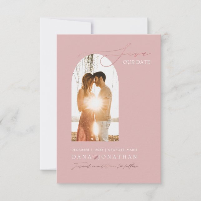PixDezines DIY colour Arch Frame Dusty Pink Save The Date (Front)
