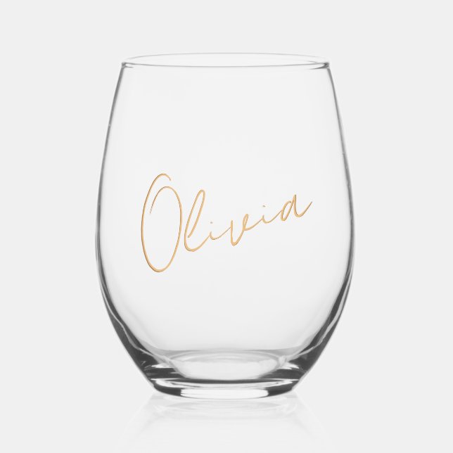 PixDezines DIY colour Custom Wine Tumbler Stemless Wine Glass (Front)