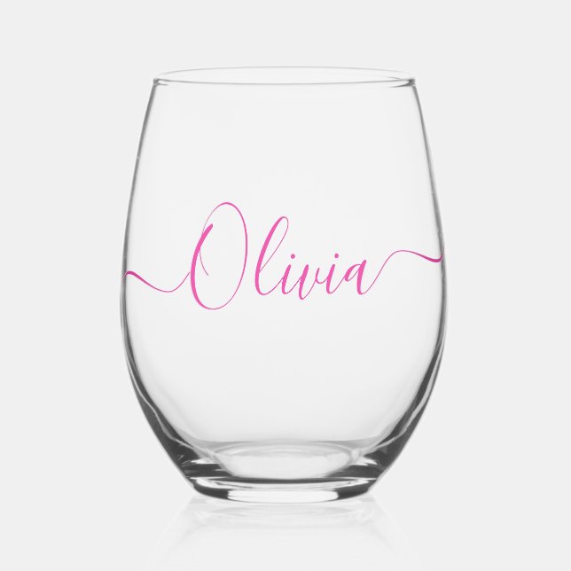 PixDezines DIY colour Custom Wine Tumbler Stemless Wine Glass (Front)