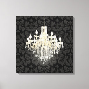 PixDezines DIY Colour Damask/Crystal Chandelier Canvas Print