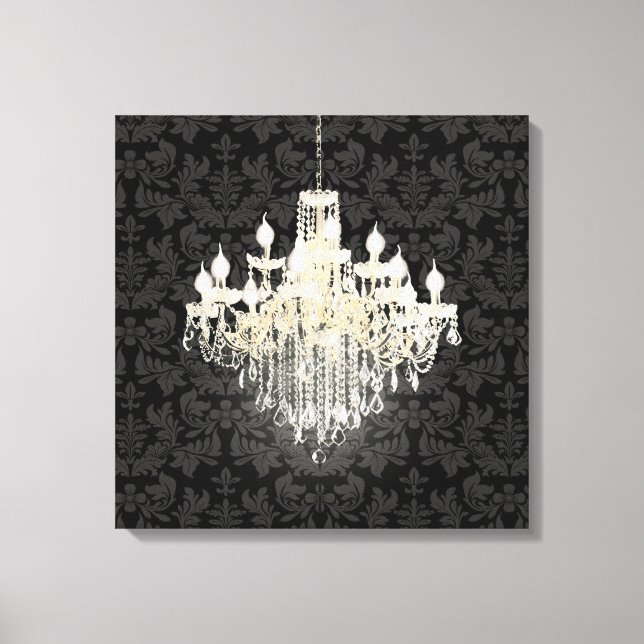 PixDezines DIY Colour Damask/Crystal Chandelier Canvas Print (Front)