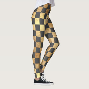 PixDezines DIY Colour/Faux Gold/Chequered Pattern Leggings