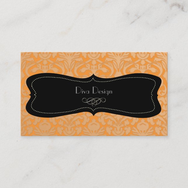 PixDezines diy colour/flora damask salmon orange Business Card (Front)
