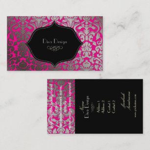 PixDezines DIY colour/hot pink flora damask Business Card