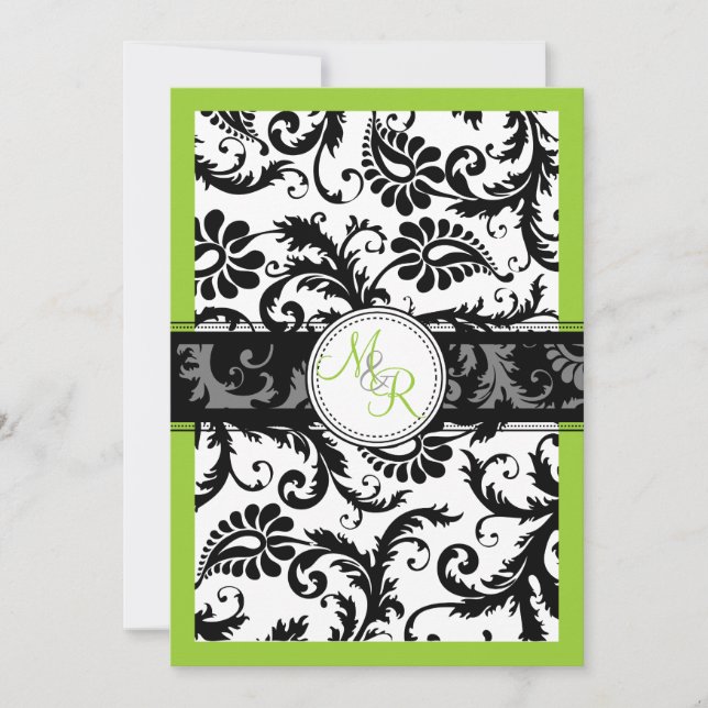 PixDezines diy colour/pavo damask Invitation (Front)