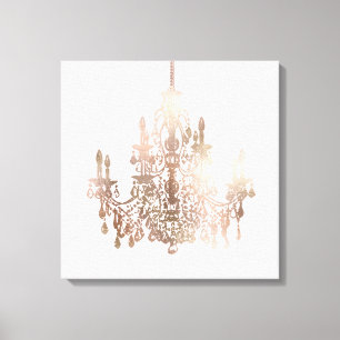 PixDezines DIY Colour/Rose Gold Chandelier Canvas Print