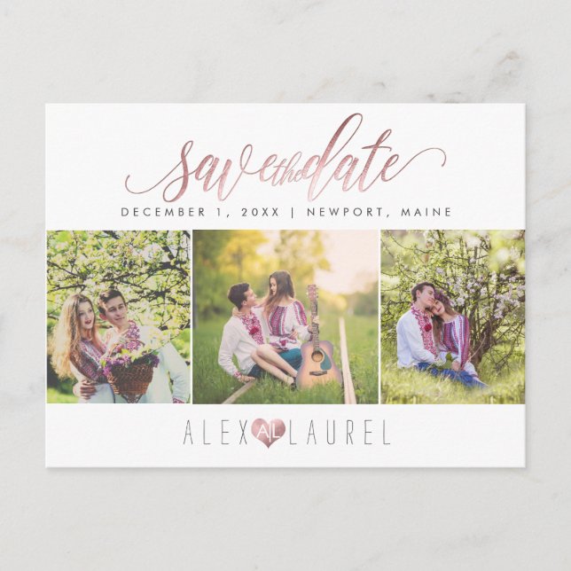 PixDezines DIY colour/Save the Date/Faux Rose Gold Postcard (Front)