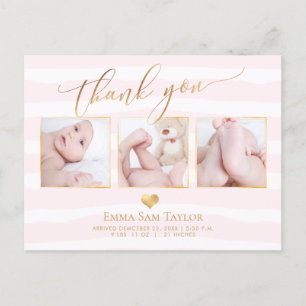 PixDezines DIY colour Stripes Baby Shower Thank Yo Announcement Postcard