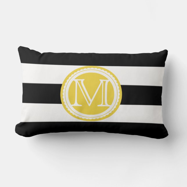 PixDezines DIY colour stripes/monogram Lumbar Pillow (Front)