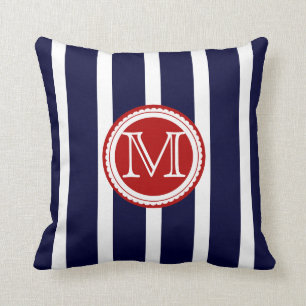 PixDezines DIY colour stripes/monogram Throw Pillow