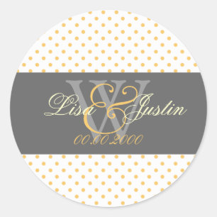 PIxDezines DIY colour..Yellow polkadots Classic Round Sticker