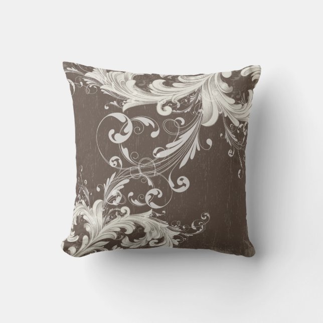 PixDezines DIY colours/adjustable cream swirls Throw Pillow (Front)