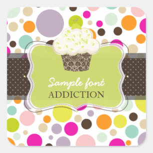 PixDezines diy colours/bubble gum+keylime cupcake Square Sticker