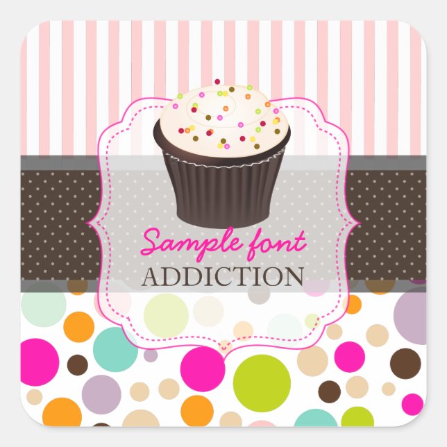 PixDezines diy colours/bubble gum+sprinkles cupcak Square Sticker (Front)
