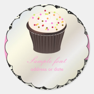 PixDezines diy colours, cupcake+olivia damask Classic Round Sticker