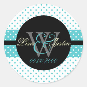 PIxDezines DIY colours, Dots et al./blue+black Classic Round Sticker