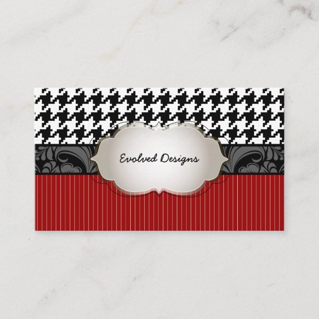 PixDezines DIY colours/houndstooth pattern Business Card (Front)