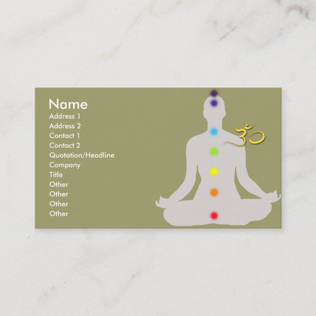 PixDezines diy colours, meditation and om symbol Business Card (Front)