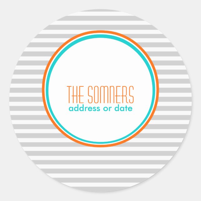 PixDezines DIY colours, plain white stripes Classic Round Sticker (Front)