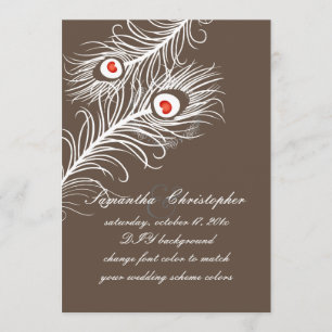 PixDezines diy colours, white peacock plumes Invitation