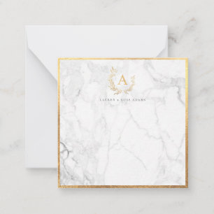 PixDezines DIY faux gold monogram marble note card