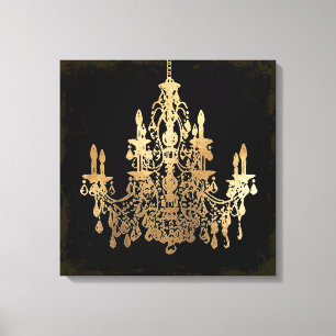 PixDezines DIY Grunge Bckgrnd/Faux Gold Chandelier Canvas Print