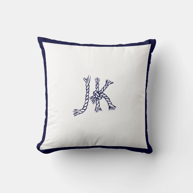 PixDezines DIY MONOGRAM+COLOR NAUTICAL ROPE Throw Pillow (Front)