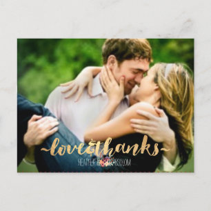 PixDezines DIY photos love+thanks/gold+script Postcard