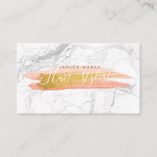 PIXDEZINES DIY PROFESSION|WHITE MARBLE FAUX GOLD BUSINESS CARD (Front)