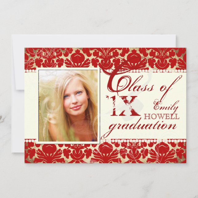 PixDezines diy text colours/2012 Grads, damask Invitation (Front)