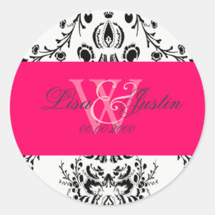 PixDezines dolcé damask diy colour Classic Round Sticker