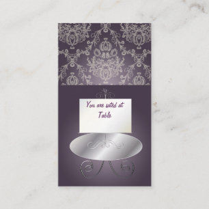 PixDezines Dolcè Damask/plum+ivory Place Card