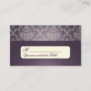 PixDezines Dolcè Damask/plum+ivory Place Card