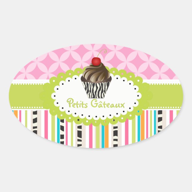 PixDezines double fudge  swirls cupcake/DIY colour Oval Sticker (Front)